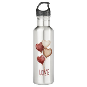 White Red Cream Heart Balloons Love  710 Ml Water Bottle