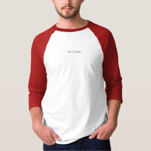 White Red Custom Monogram Personalised Name T-Shirt
