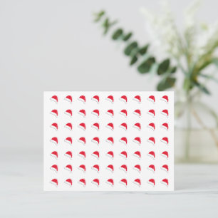 white red cute Santa Hat pattern Christmas Postcard