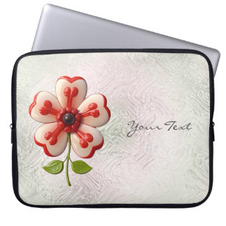 White Red Flower Laptop Sleeve