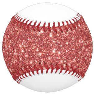 White Red Glitter Softball
