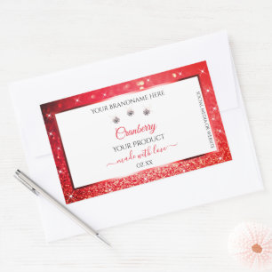 White Red Glitter Stars Product Packaging Labels