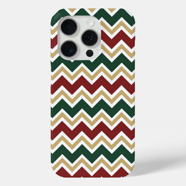 White Red Green Beige Chevron Pattern Case-Mate iPhone Case (Back)