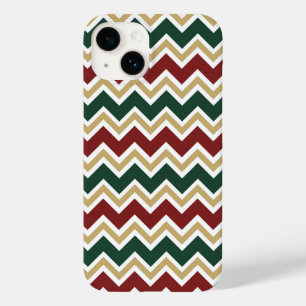 White Red Green Beige Chevron Pattern Case-Mate iPhone 14 Case