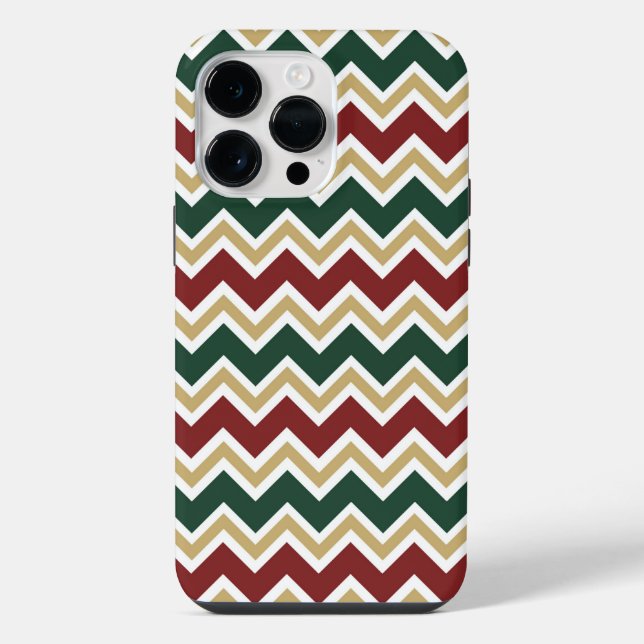 White Red Green Beige Chevron Pattern iPhone Case (Back)