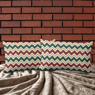White Red Green Beige Chevron Pattern Lumbar Cushion