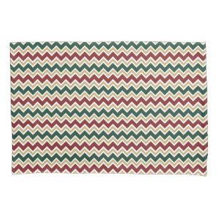 White Red Green Beige Chevron Pattern Pillowcase