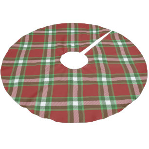 White Red Green Cool Red Lumberjack Plaid Pattern Brushed Polyester Tree Skirt