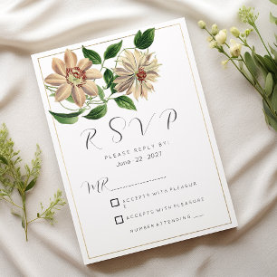 White red green floral botanical RSVP Invitation