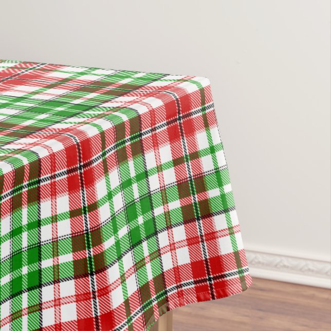 White Red Green Plaid Tartan Design  Tablecloth (In Situ)