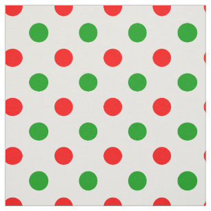 White Red Green Polka Dots Design  Fabric