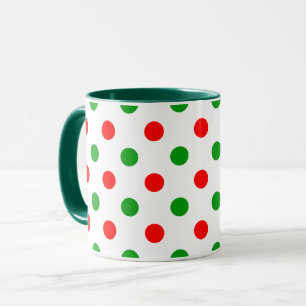White Red Green Polka Dots Design  Mug