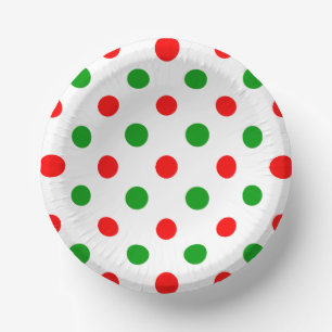 White Red Green Polka Dots Design Paper Plate