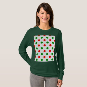 White Red Green Polka Dots Design T-Shirt