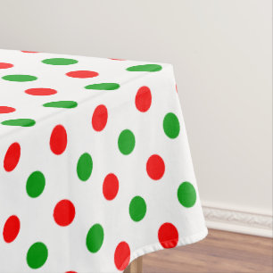 White Red Green Polka Dots Design  Tablecloth