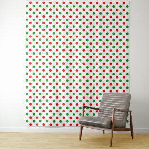 White Red Green Polka Dots Design  Tapestry