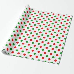 White Red Green Polka Dots Design Wrapping Paper