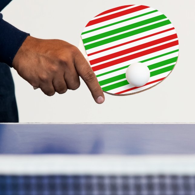 White Red Green Stripes Pattern   Ping Pong Paddle (Insitu)
