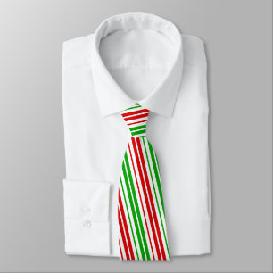 White Red Green Stripes Pattern Tie