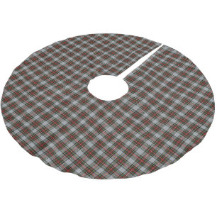 White Red Green Tartan Plaid Holiday Decorating Brushed Polyester Tree Skirt