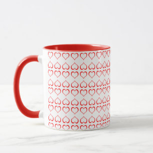 White Red Hearts Simple Minimal Mug