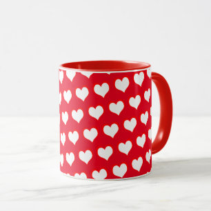 White Red Hearts Simple  Mug