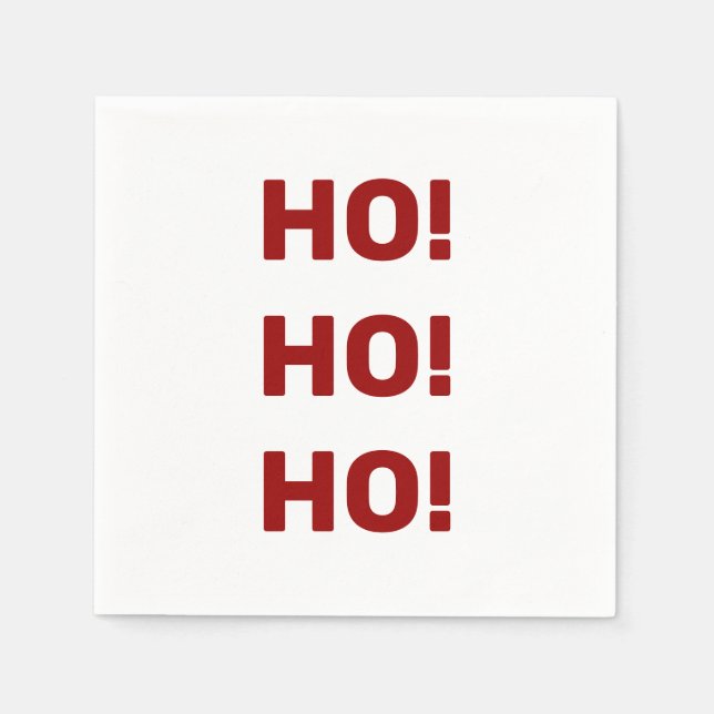 White Red Ho Ho Ho Christmas Holiday Typography Napkin (Front)