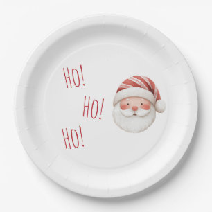 White Red Ho! Ho! Ho! Santa Paper Plate