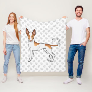 White & Red Ibizan Hound Smooth Coat Dog And Paws Fleece Blanket