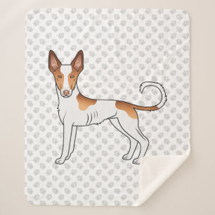 White & Red Ibizan Hound Smooth Coat Dog And Paws Sherpa Blanket