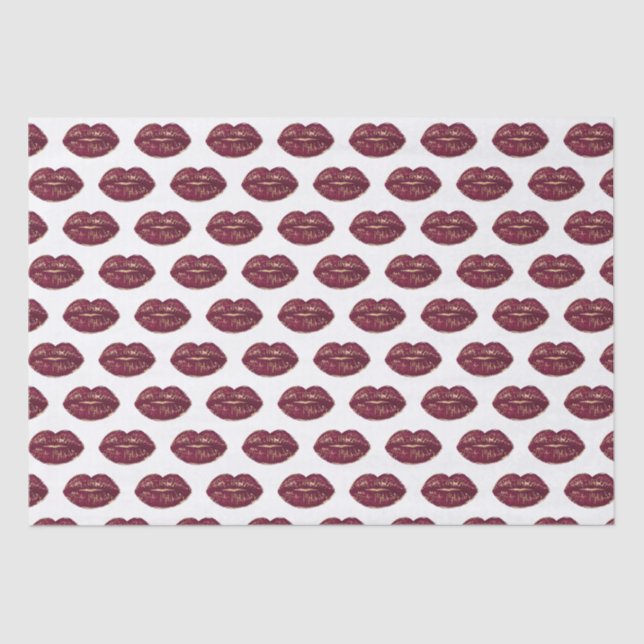 White Red Lips Kisses Tissue Paper (Front)