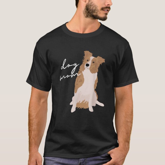 White Red Merle Border Collie Dog Mum Dog Mum Woma T-Shirt (Front)