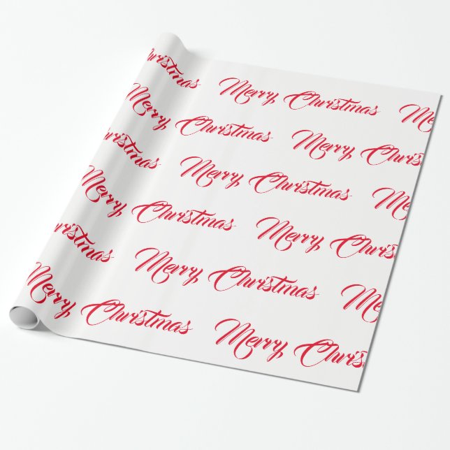 White & Red Merry Christmas - Wrapping Paper (Unrolled)