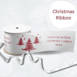 White Red Minimalist Christmas Trees Satin Ribbon<br><div class="desc">Make these holidays elegant with a sweet Christmas Tree design allowing for easy customisation.  Perfect for adding your personal touch. Be sure to check out my collection for more colour options and a true mix and match experience.</div>