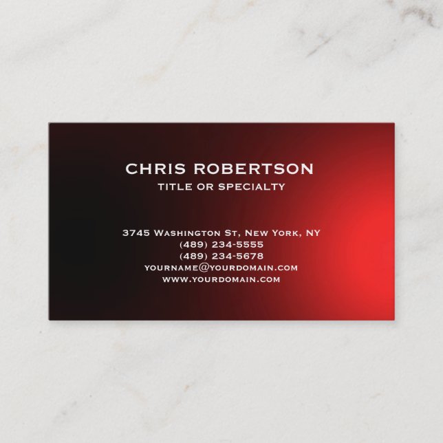 White Red Modern Simple Plain Business Card (Front)