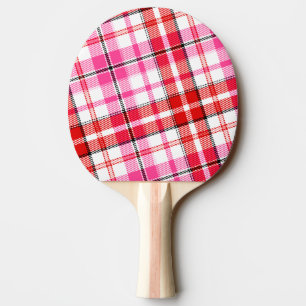 White Red Pink Plaid Tartan Design Ping Pong Paddle