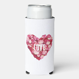 White Red Pink Rose Petals Floral Love Seltzer Can Cooler