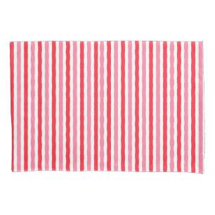 White Red Pink Summer Stripes Pillowcase