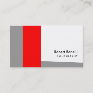 White Red Plain Modern Consultant Business Card
