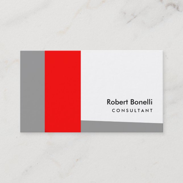 White Red Plain Modern Consultant Business Card (Front)