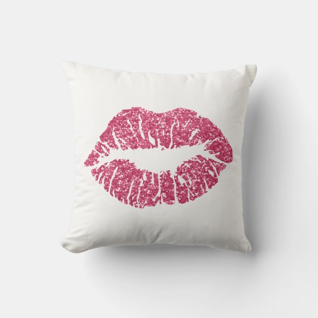 White Red Raspberry Glitter Kiss Lips Makeup Cushion (Front)