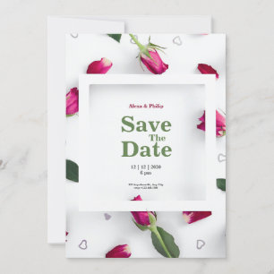 White red rose minimalist Wedding Invitation