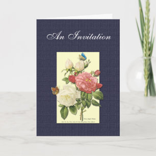 White Red Roses Custom Invitation Card