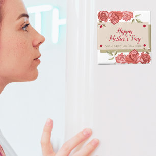 White Red Roses Unique Modern Happy Mothers Day Magnet
