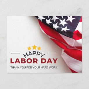 White red simple labour day postcard