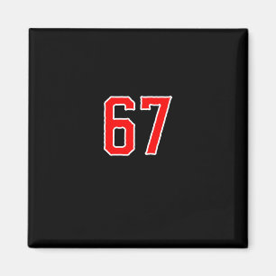 White Red Sports Team Number #67 Swea  Magnet