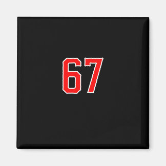 White Red Sports Team Number #67 Swea  Magnet