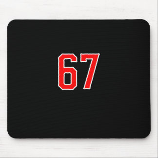 White Red Sports Team Number #67 Swea  Mouse Pad