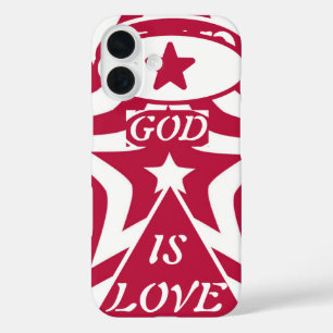 White & Red Star - Bold Contrast "God Is Love"  iPhone 16 Case