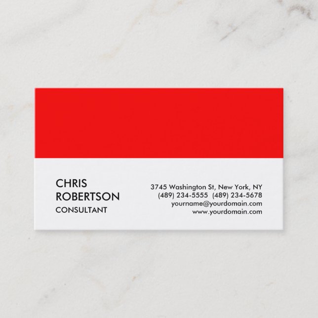 White Red Stripe Attractive Charm Business Card (Front)